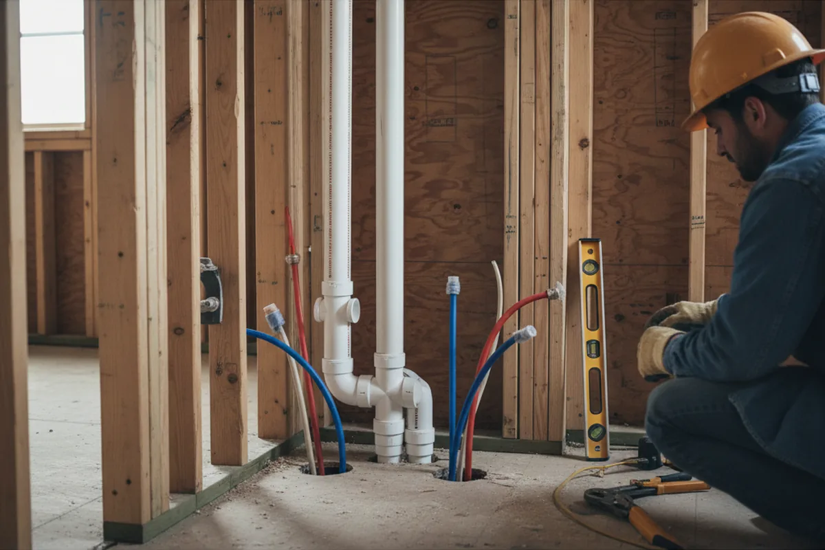 Drain and supply rough-in during Garbage Disposal Repair in Vincent
