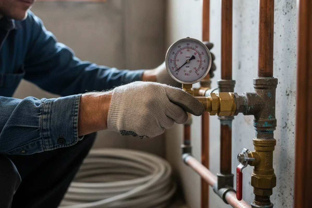 Pressure testing a repaired line during Water Line Repair in Vincent